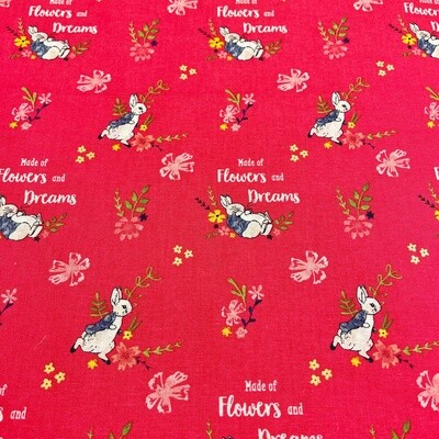 Peter Rabbit digital print fabric - Flowers &amp; Dreams - Pink - 100% cotton