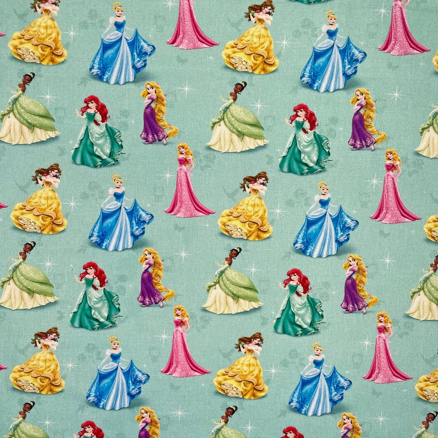 Shiny Princess (Mint) - 100% cotton digital print fabric