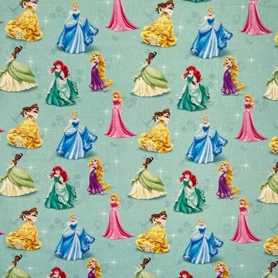 Shiny Princess (Mint) - 100% cotton digital print fabric