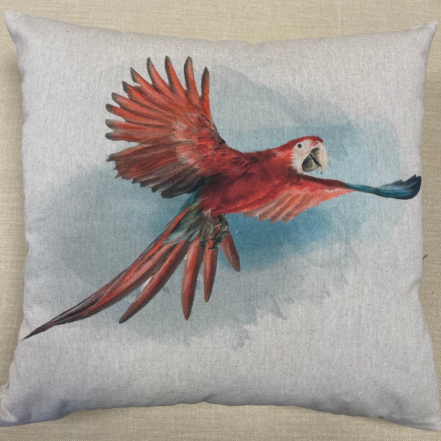 Red Parrots Cushion Cover