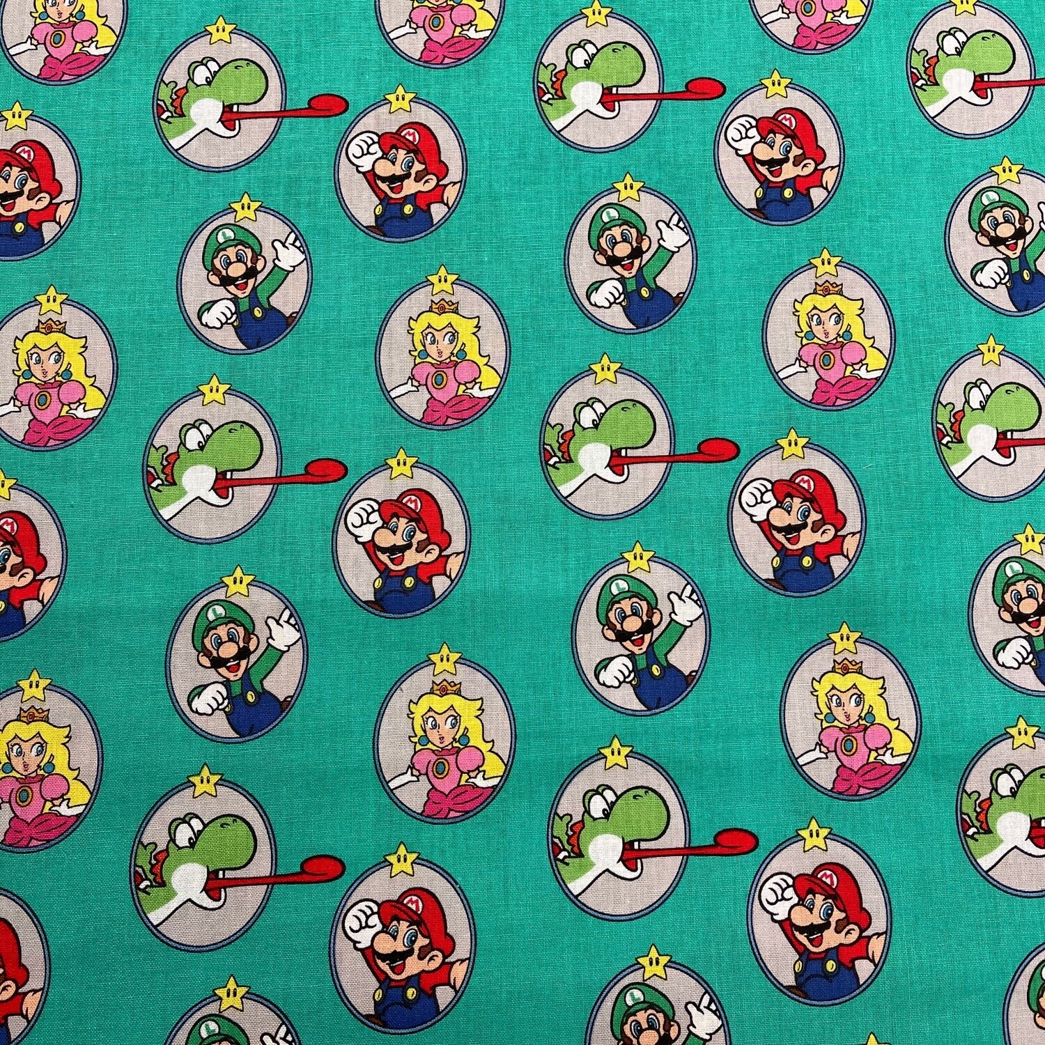 Super Mario 2 - Green - 100% cotton print fabric