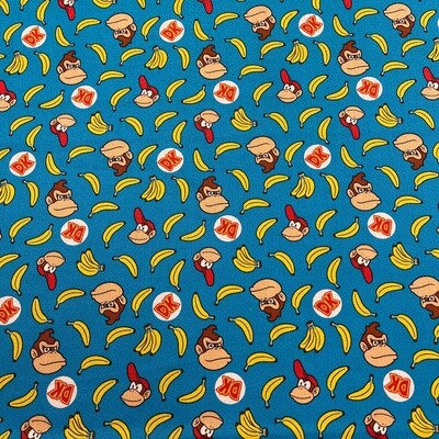 Super Mario 2 / Donkey Kong - Blue - 100% cotton print fabric