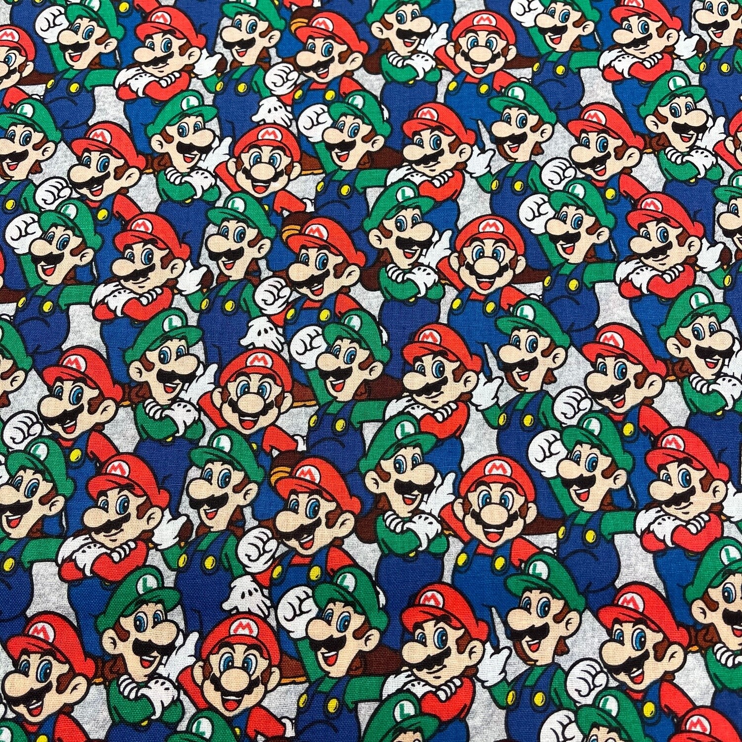 Super Mario 2 - Blue - 100% cotton print fabric