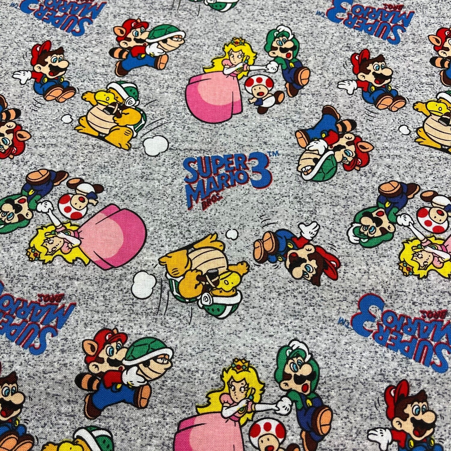 Super Mario 3 - Grey - 100% cotton print fabric