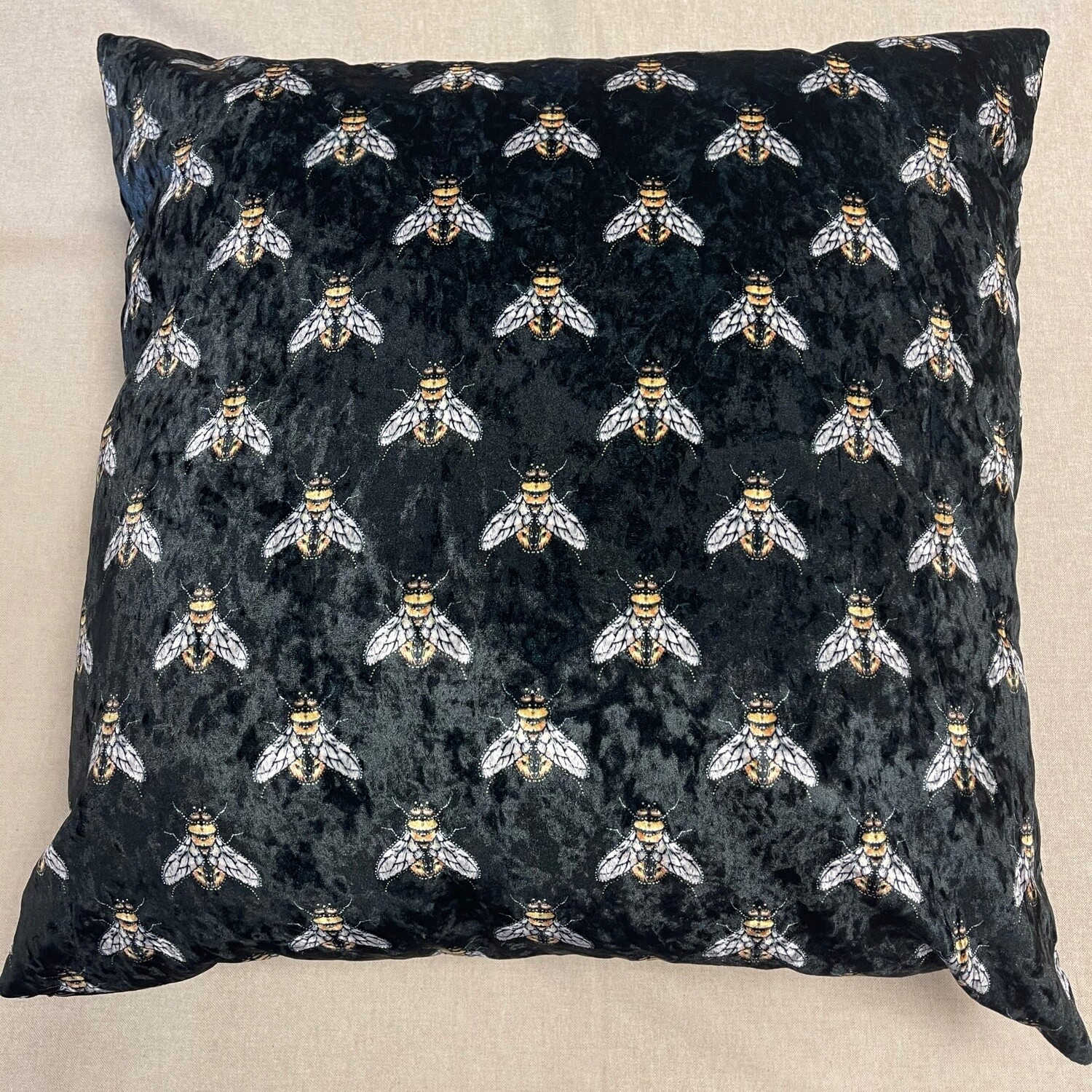 Large Cushion Cover with Bumble Bees - British Velvet