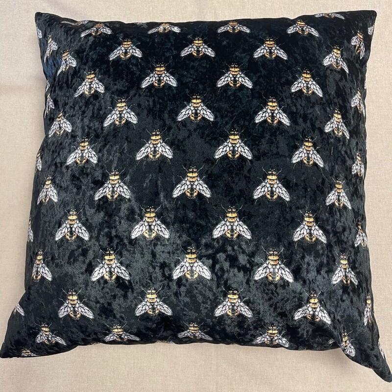 Large Cushion Cover with Bumble Bees - British Velvet