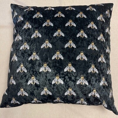 Large Cushion Cover with Bumble Bees - British Velvet