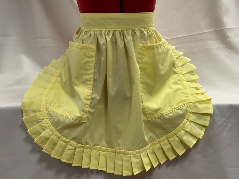 Retro Vintage 50&#39;s Style Half Apron with 2 Pockets - Lemon