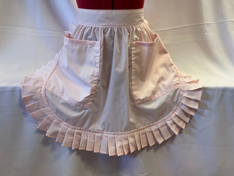 Retro Vintage 50&#39;s Style Half Apron with 2 Pockets - Pastel Pink