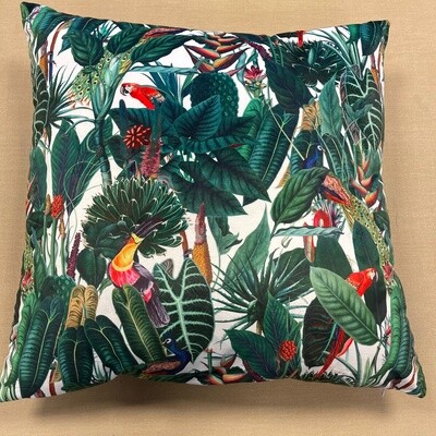 Large Cushion Cover with Rain Forest in Natural - 290gsm Velvet