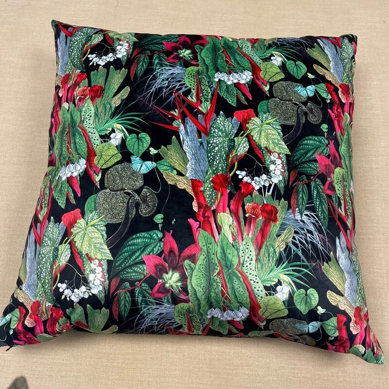 Large Cushion Cover - Exotic in Black - 290gsm Velvet