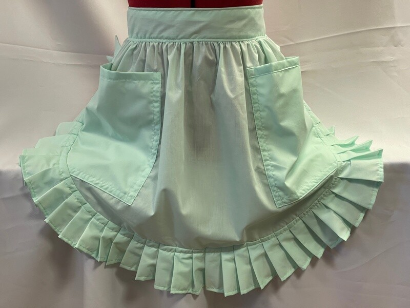 Retro Vintage 50&#39;s Style Half Apron with 2 Pockets - Mint Green