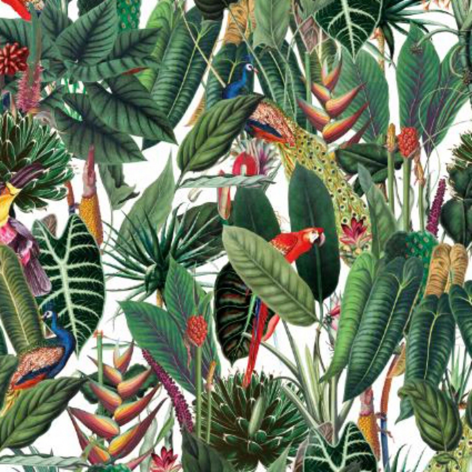 Digitally printed, soft &amp; durable plush Velvet fabric 290gsm - Rain Forest - Natural