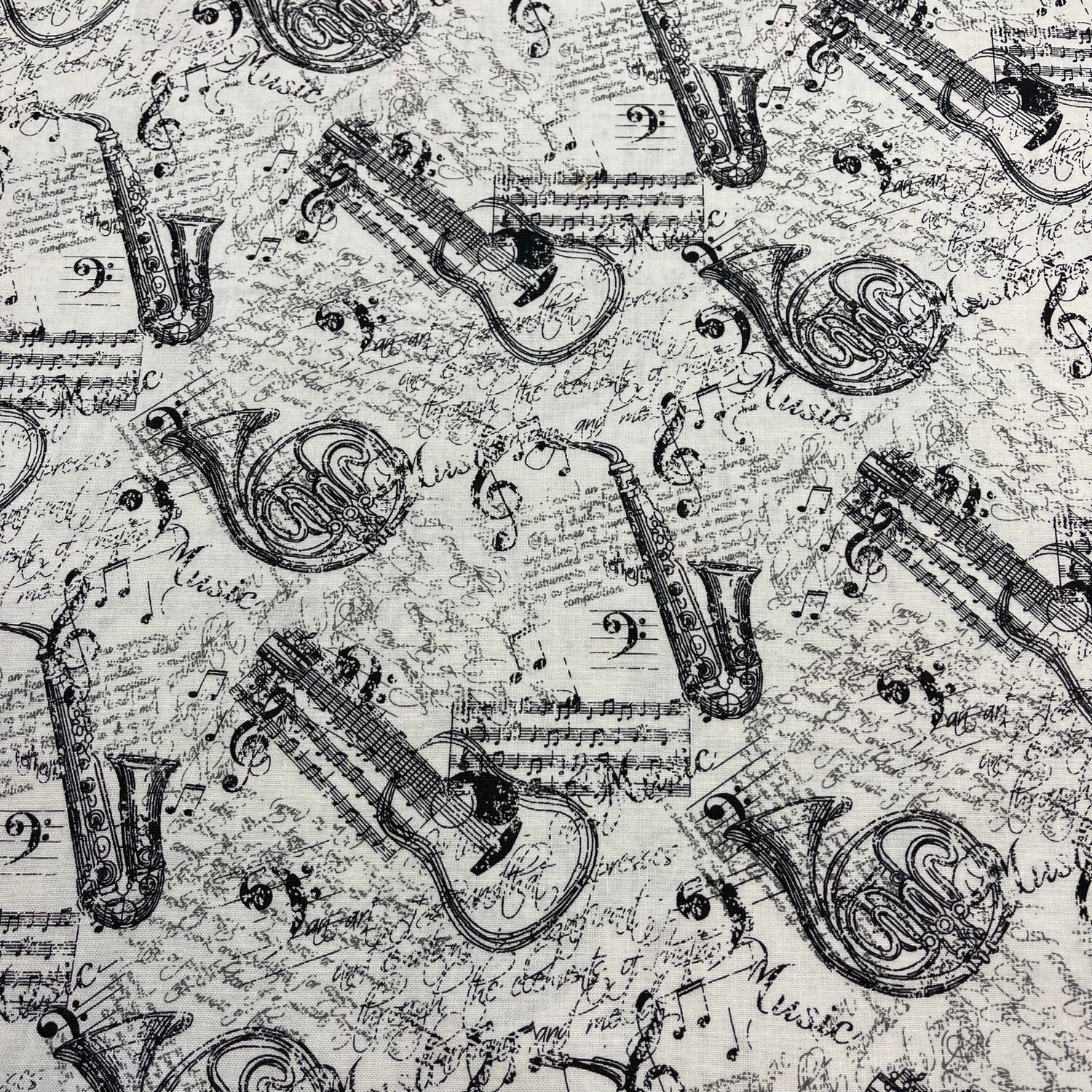 Music - Instruments - White - 100% cotton print fabric