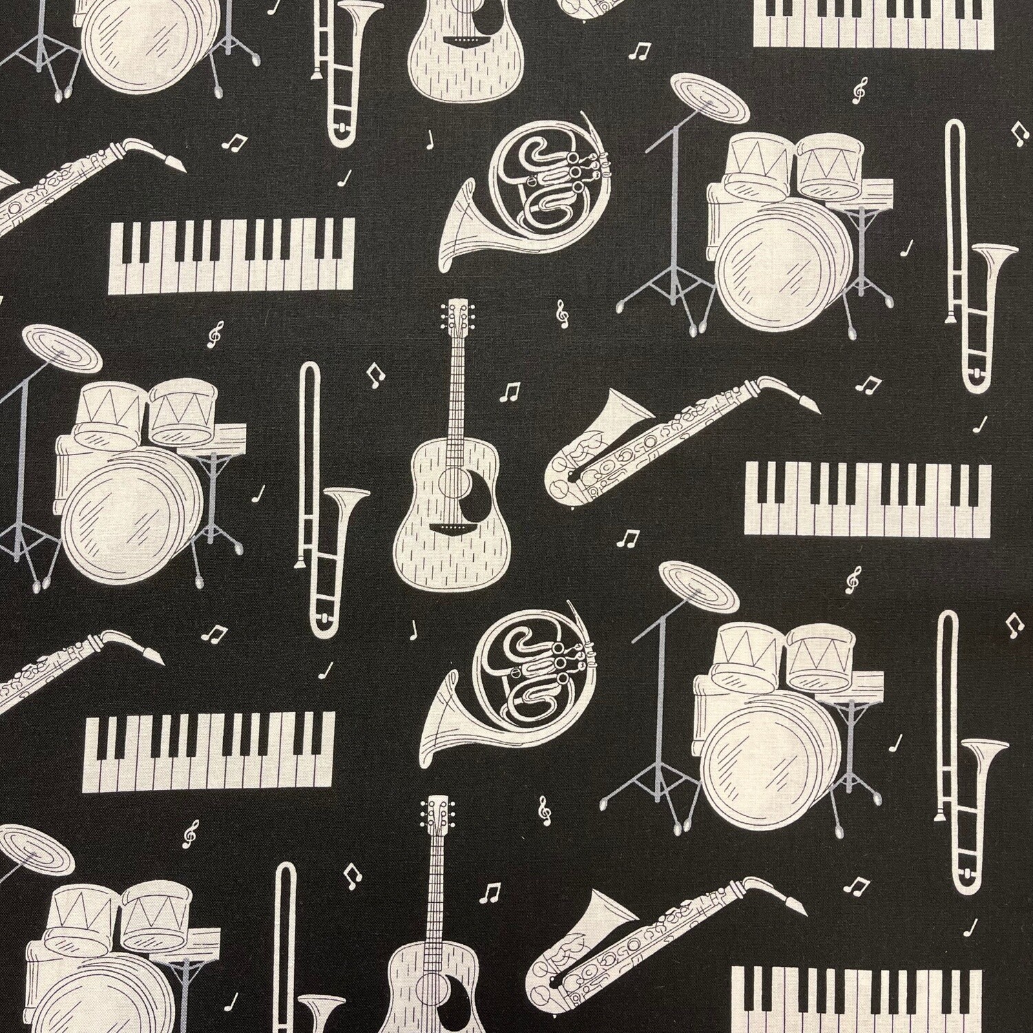 Music - Band - Black - 100% cotton print fabric