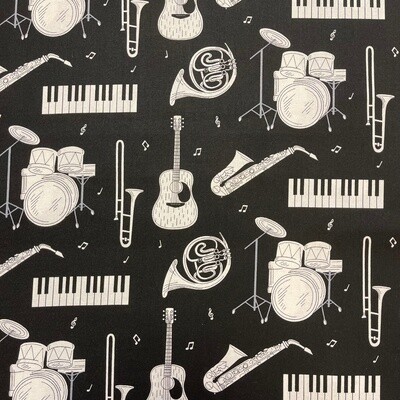 Music - Band - Black - 100% cotton print fabric