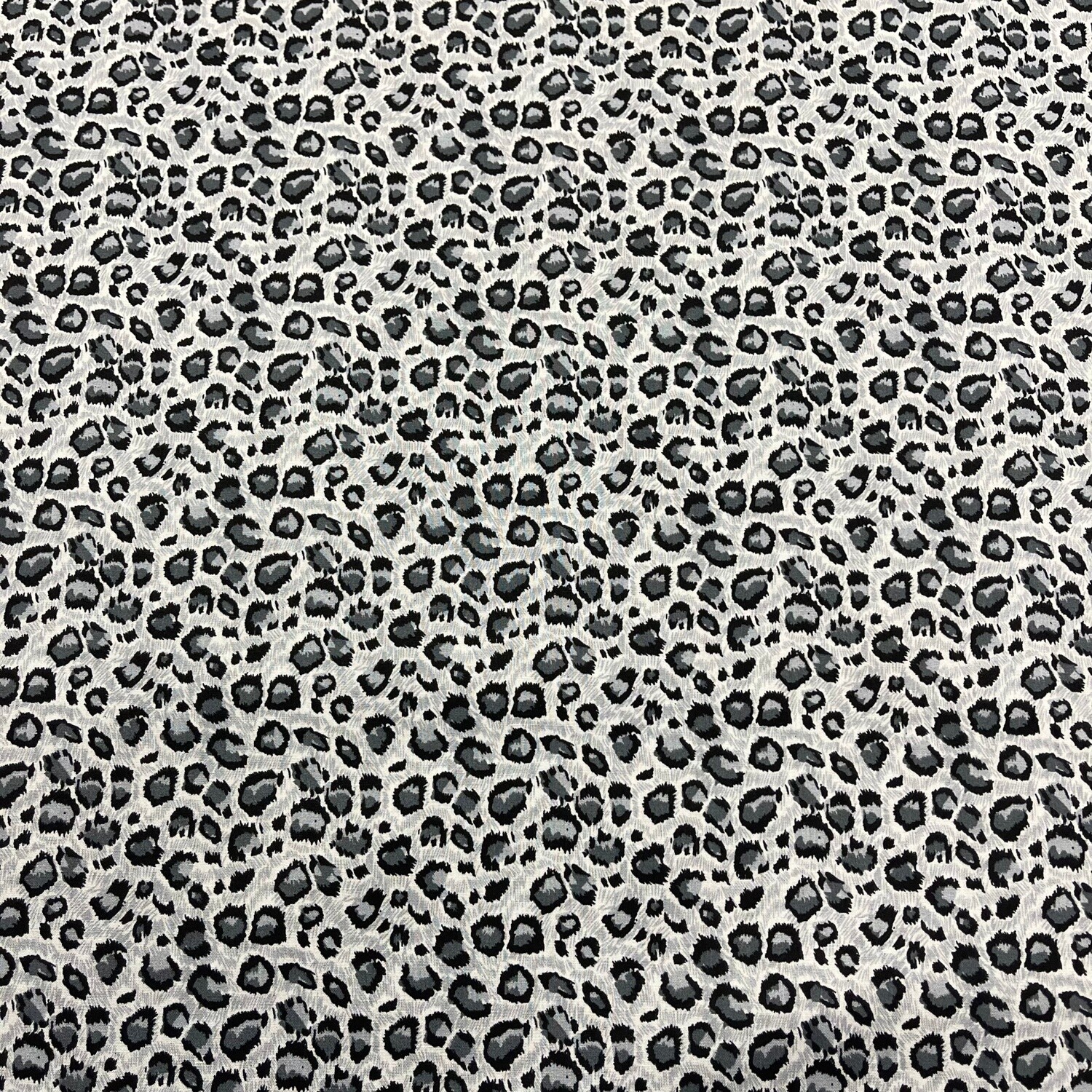 Leopard Print on Silver / Grey - 100% cotton print fabric