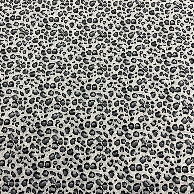 Leopard Print on Silver / Grey - 100% cotton print fabric