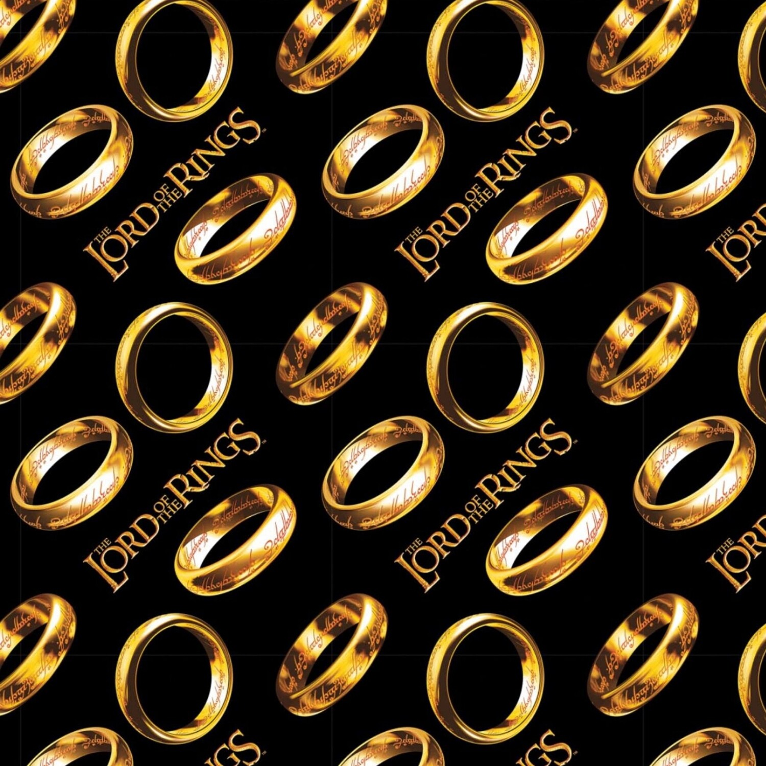 Lord Of The Rings - Rings Tossed - Black - 100% cotton print fabric