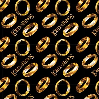 Lord Of The Rings - Rings Tossed - Black - 100% cotton print fabric