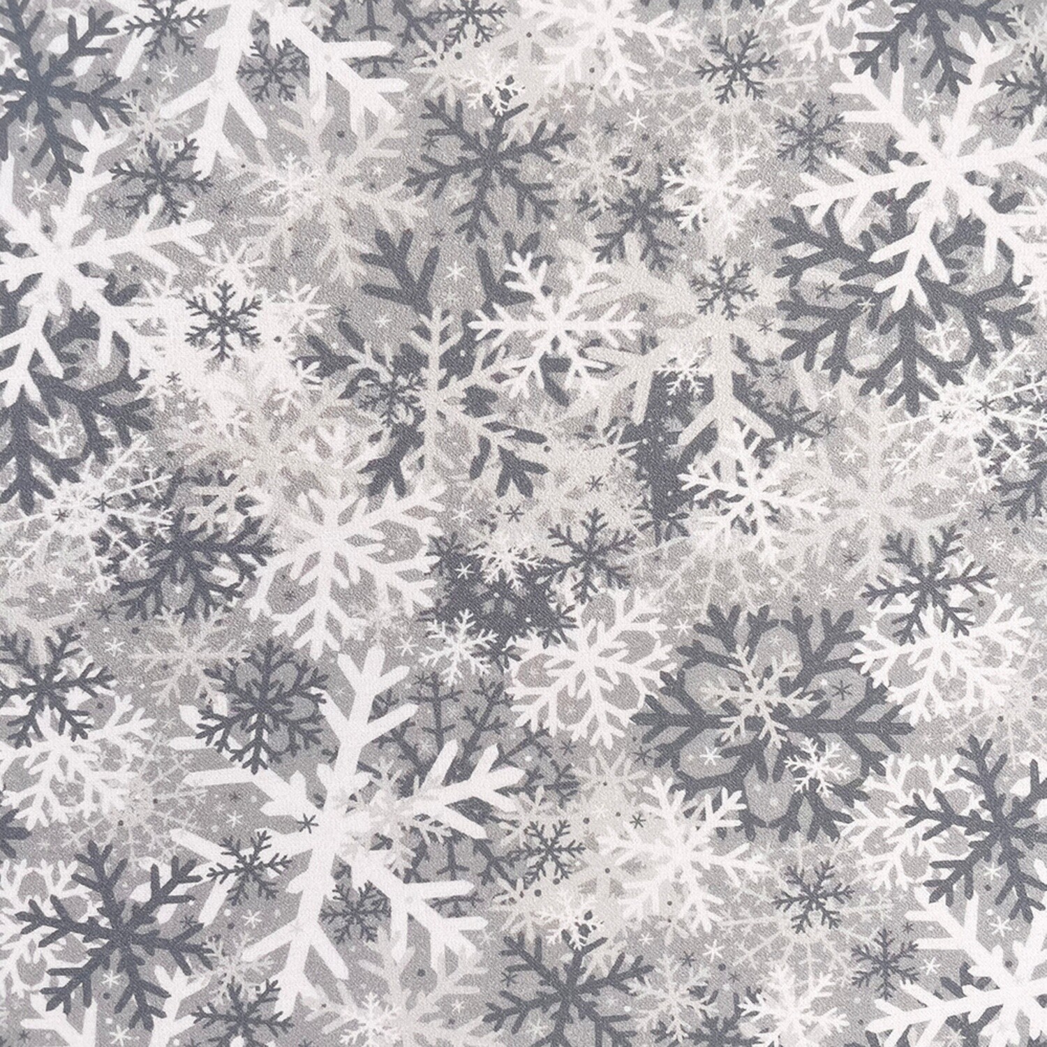 Christmas Camo Snowflakes - Silver - 100% cotton digital print fabric