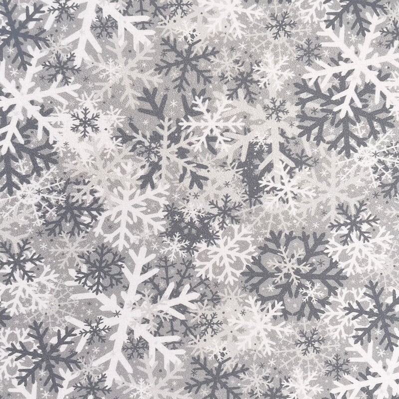 Christmas Camo Snowflakes - Silver - 100% cotton digital print fabric