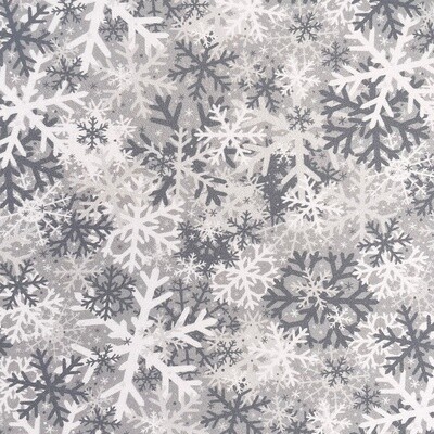 Christmas Camo Snowflakes - Silver - 100% cotton digital print fabric