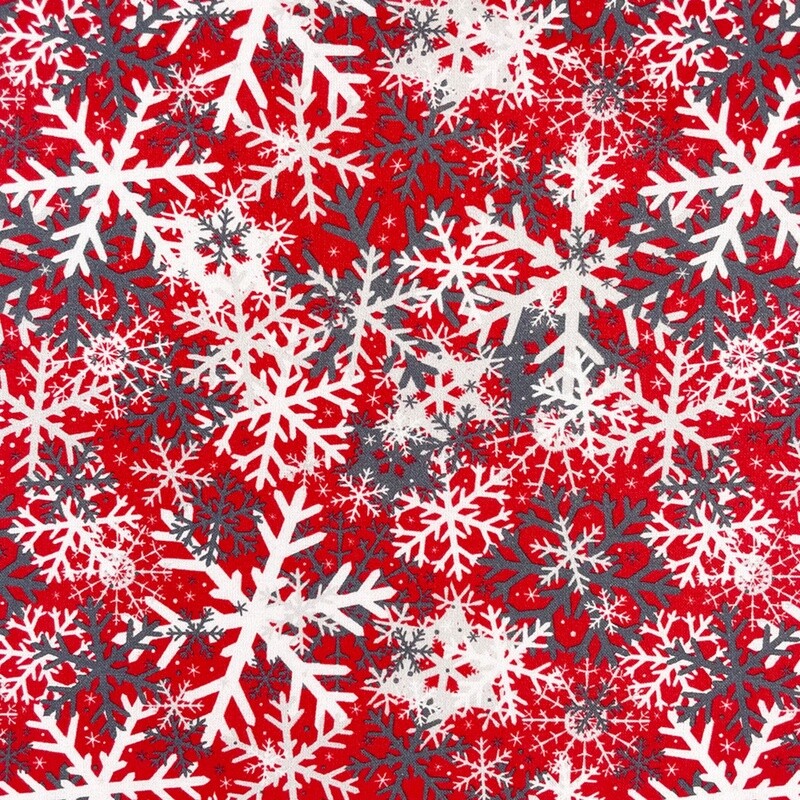 Christmas Camo Snowflakes - Red - 100% cotton digital print fabric