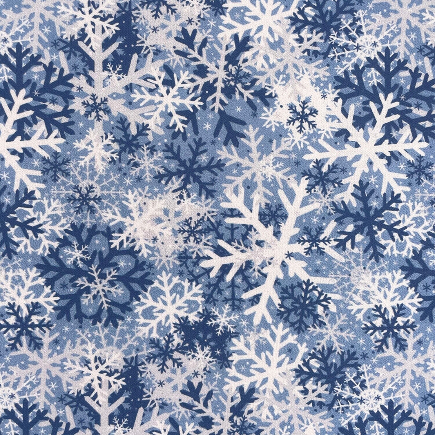 Christmas Camo Snowflakes - Blue - 100% cotton digital print fabric