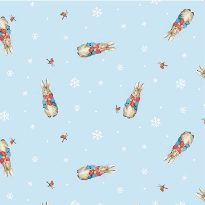 Peter Rabbit Christmas digital print fabric - Woolly Scarf - Blue - 100% cotton