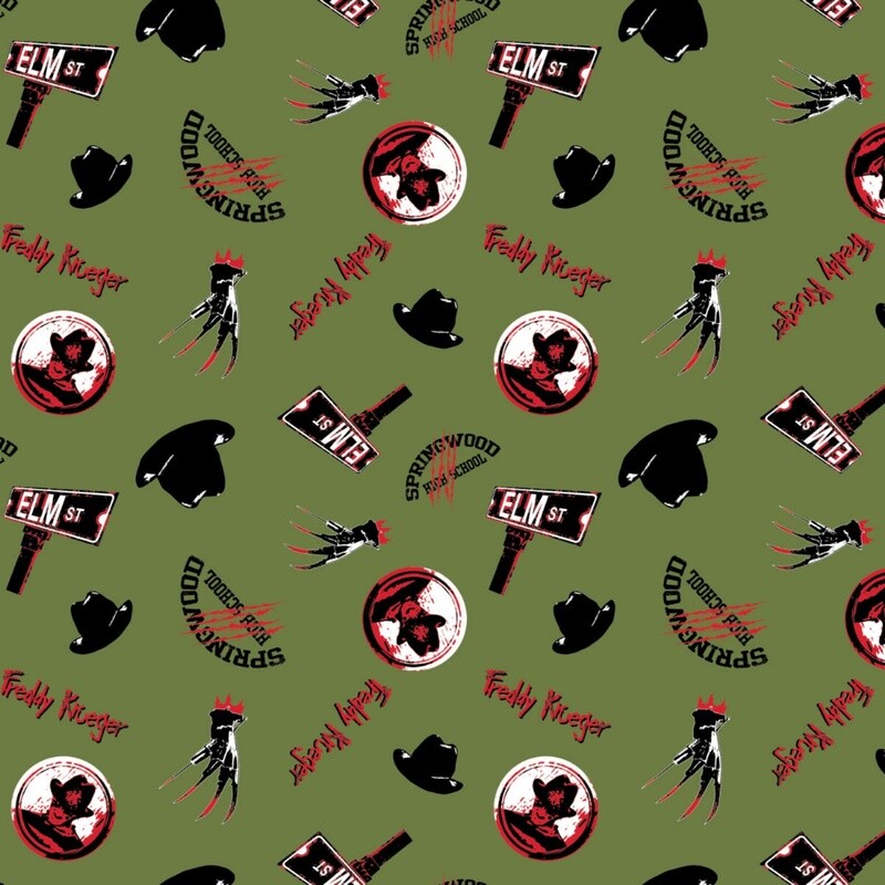 Nightmare on Elm Street - Freddy Kruger - Green - 100% cotton print fabric