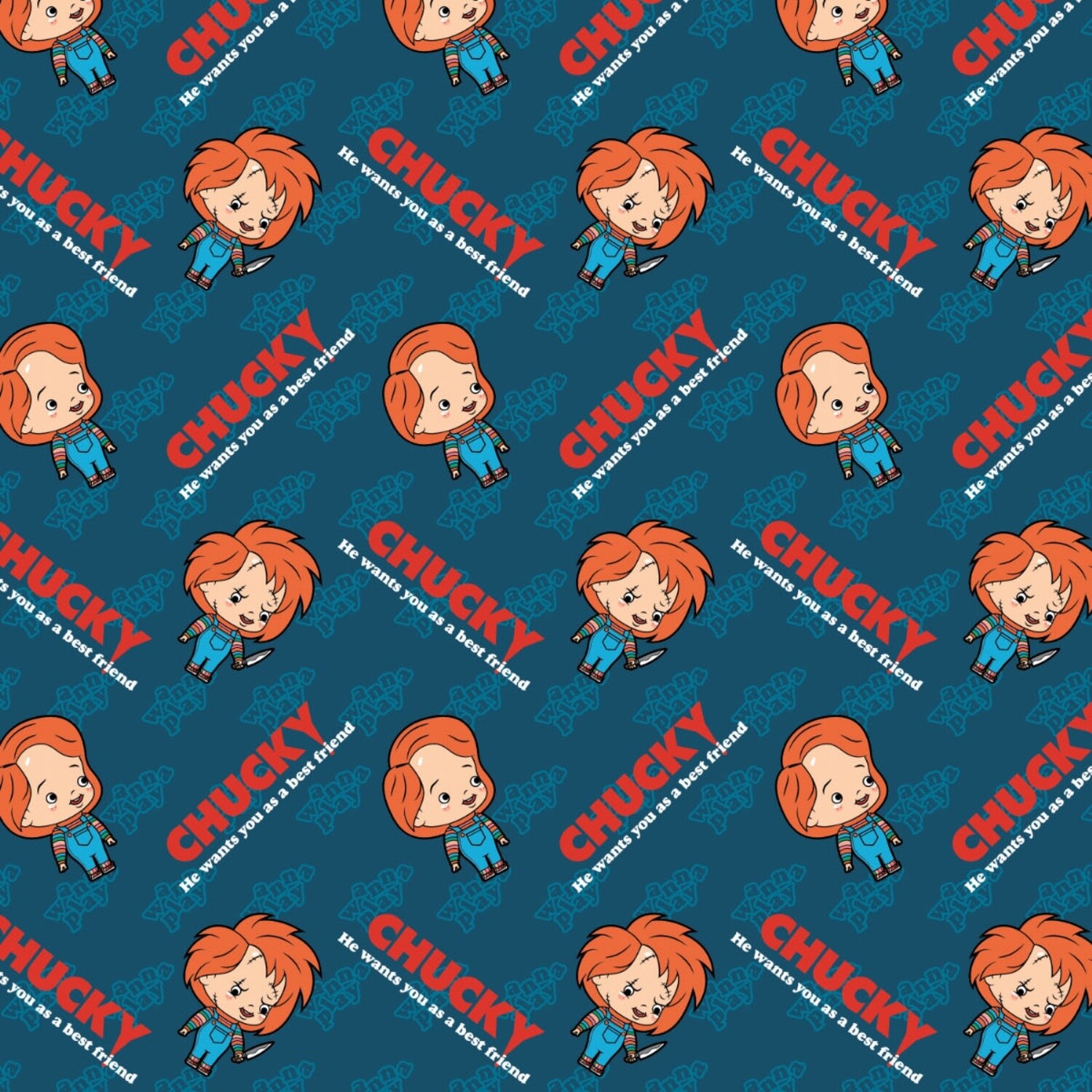 Chucky – Child’s Play - Blue - 100% cotton print fabric