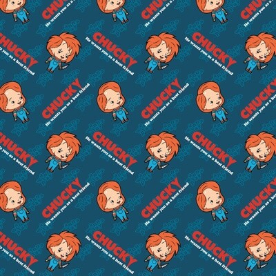 Chucky – Child’s Play - Blue - 100% cotton print fabric