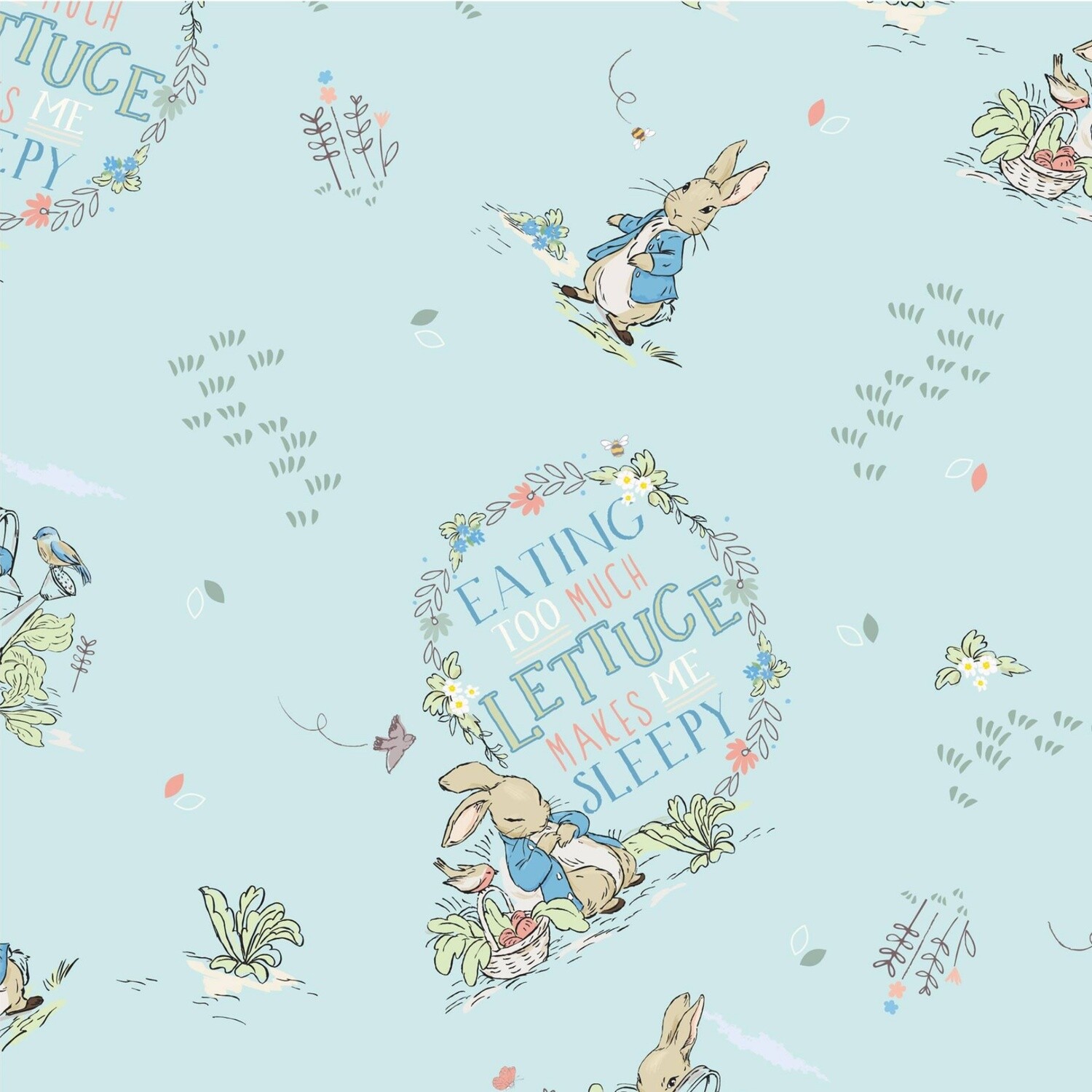 Peter Rabbit &amp; Friends digital print fabric - Sleepy Lettuce - 100% cotton