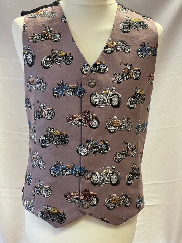 Handmade Waistcoat - Classic Motorcycles - Grey