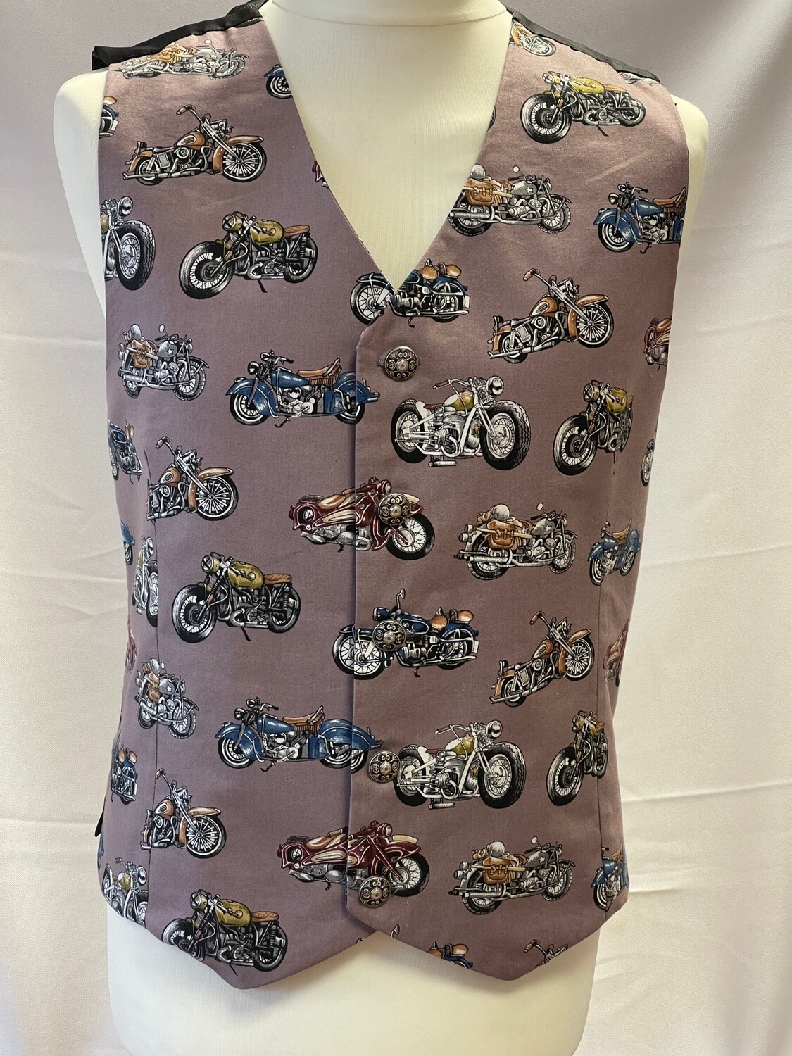 Handmade Waistcoat - Classic Motorcycles - Grey, Size: S