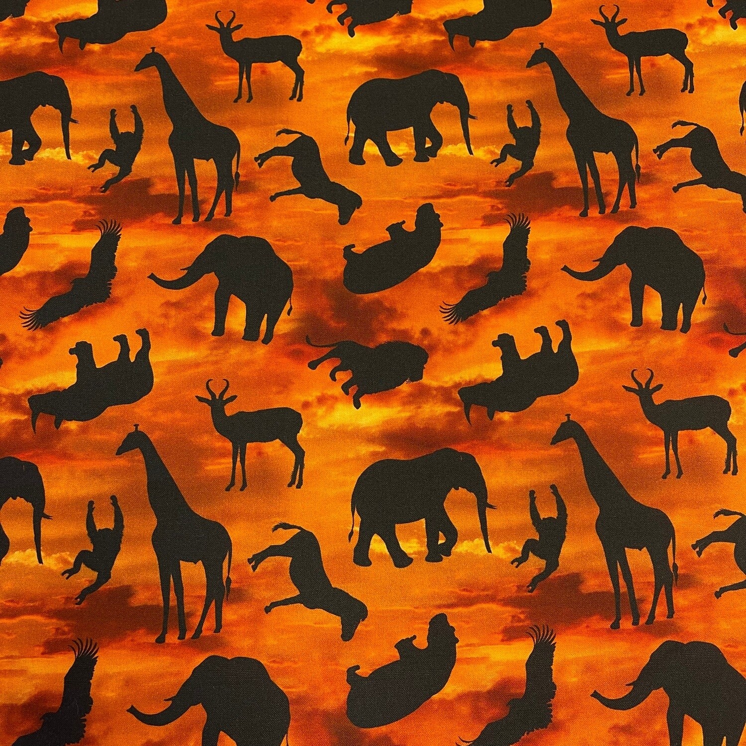 African Safari - Orange / Sunset - 100% cotton print fabric