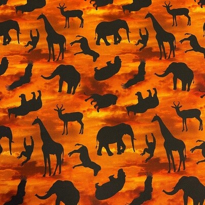 African Safari - Orange / Sunset - 100% cotton print fabric