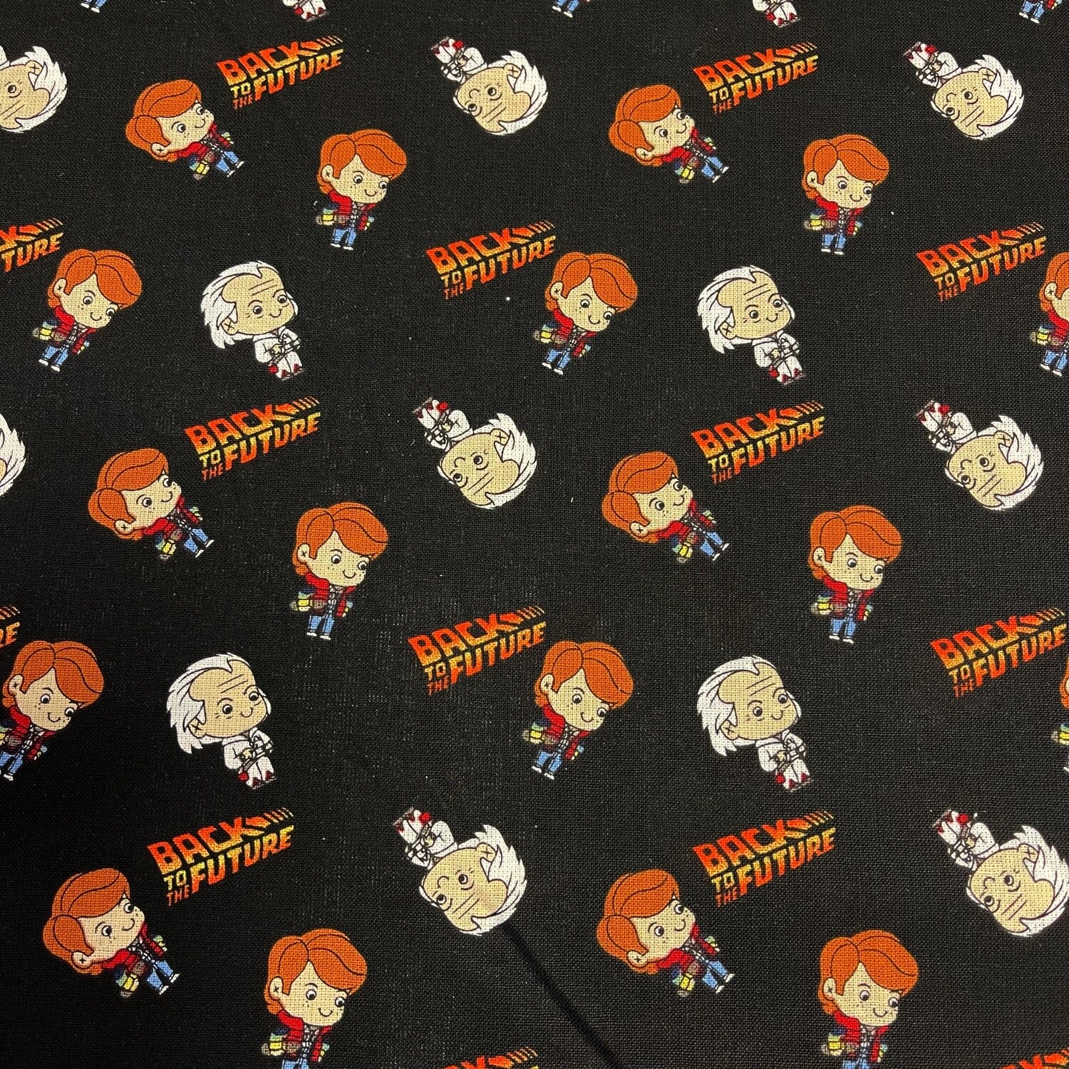 Back To The Future - Marty &amp; Doc - Black - 100% cotton print fabric