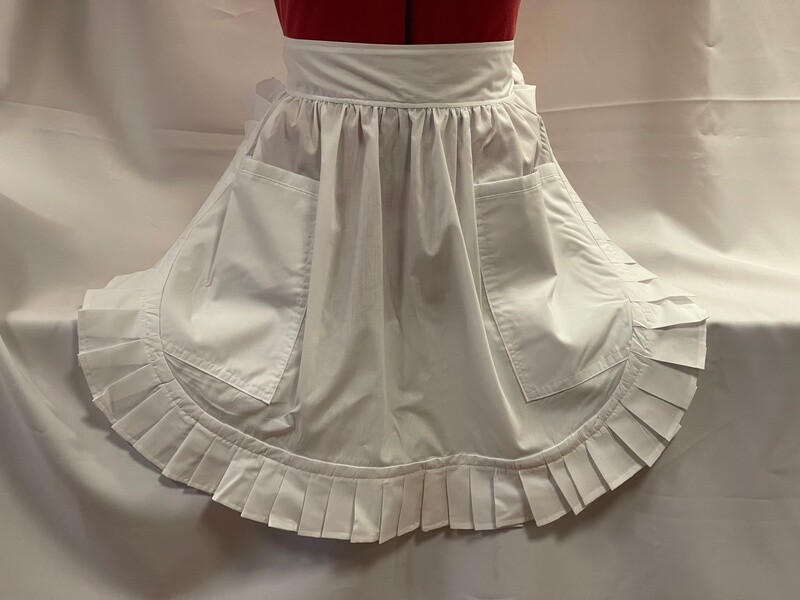 Retro Vintage 50&#39;s Style Half Apron with 2 Pockets - White