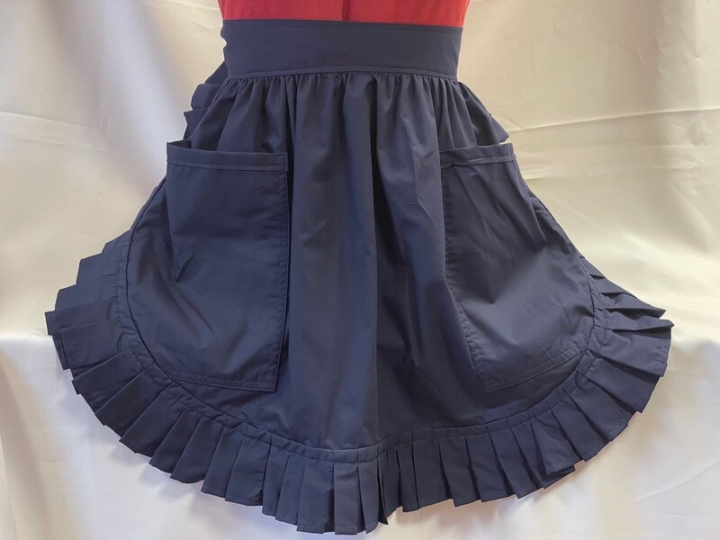 Retro Vintage 50&#39;s Style Half Apron with 2 Pockets - Navy