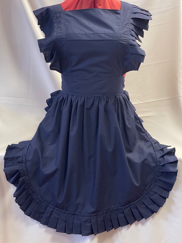 Retro Vintage Victorian Style Full Apron - Navy