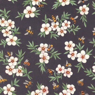 Bee Haven - Manuka Grey - 100% cotton print fabric