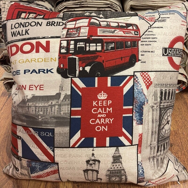 Large Cushion Cover with Icons and Landmarks of London