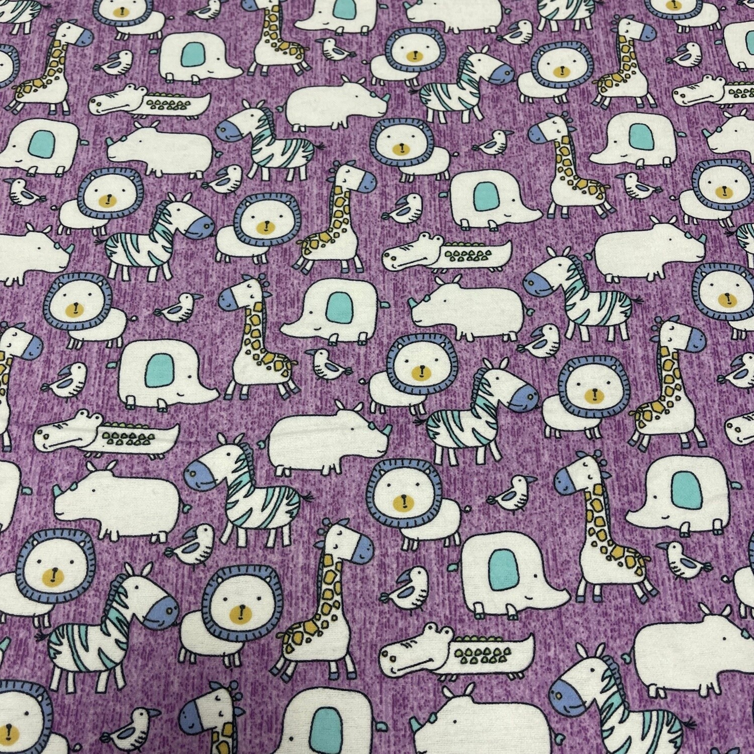 Animals - Purple - 100% Cotton Winceyette print fabric