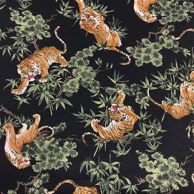 Tigers - Black - 100% cotton print fabric