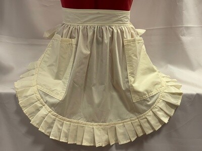 Retro Vintage 50&#39;s Style Half Apron with 2 Pockets - Cream