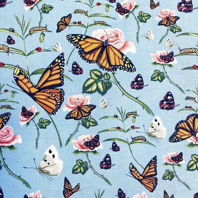 Botanical - Garden - Blue - 100% cotton print fabric