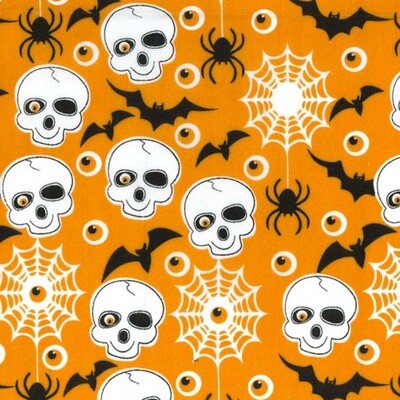 Halloween Skulls, Bats, Spiders - 80% Poly / 20% Cotton Print fabric