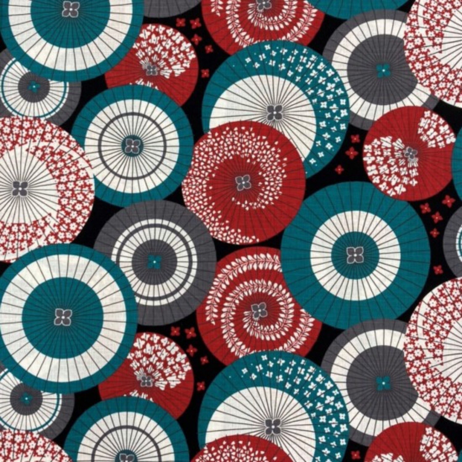 GOTO - Black - 100% cotton print bark cloth fabric